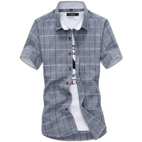 2020 New Mens Plaid Cotton Short Sleeved Summer button down Dress Shirts