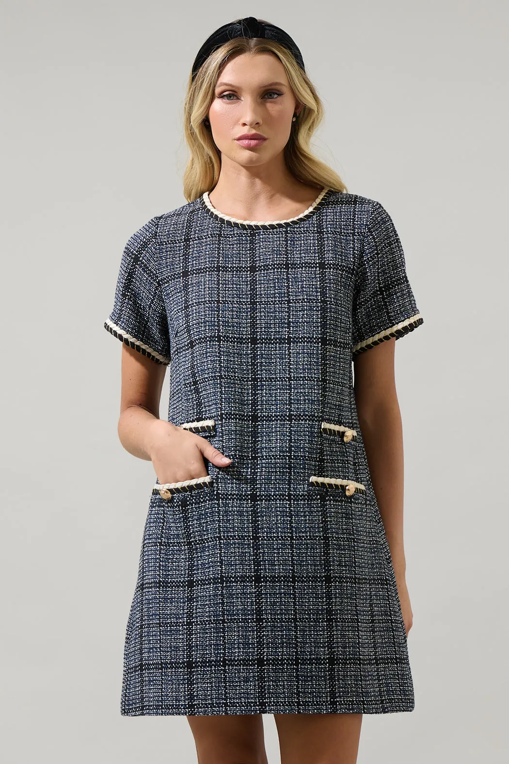 Bale Audrey Tweed Shift Mini Dress