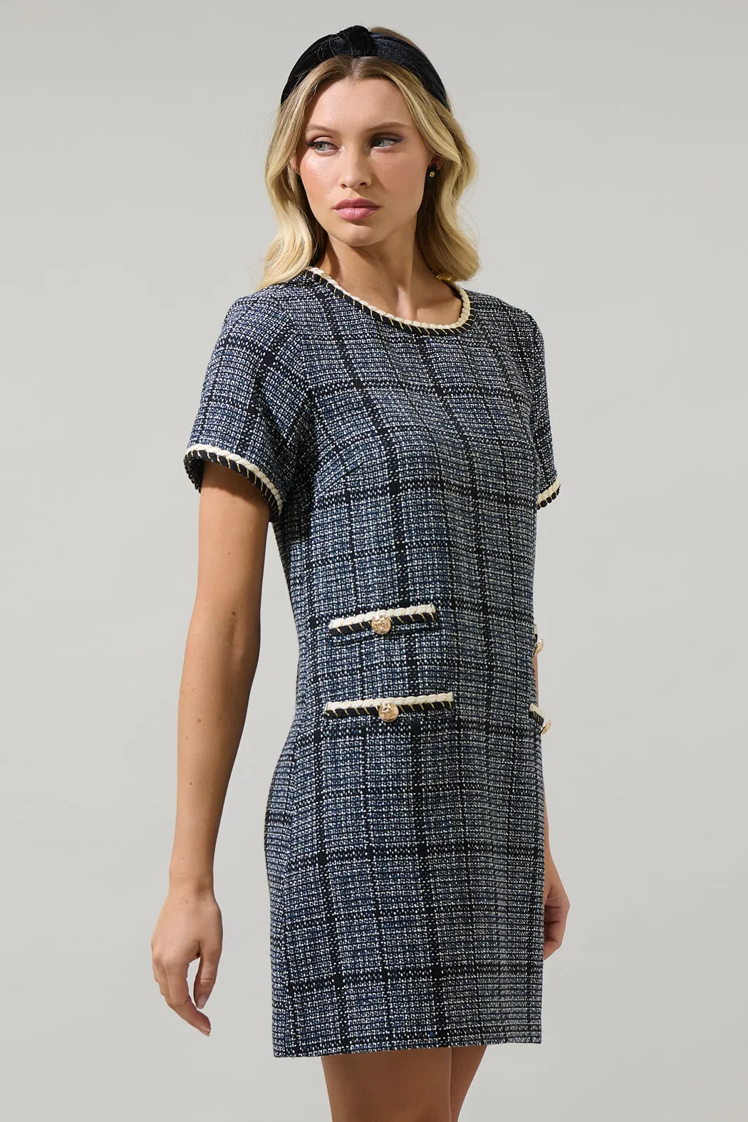 Bale Audrey Tweed Shift Mini Dress