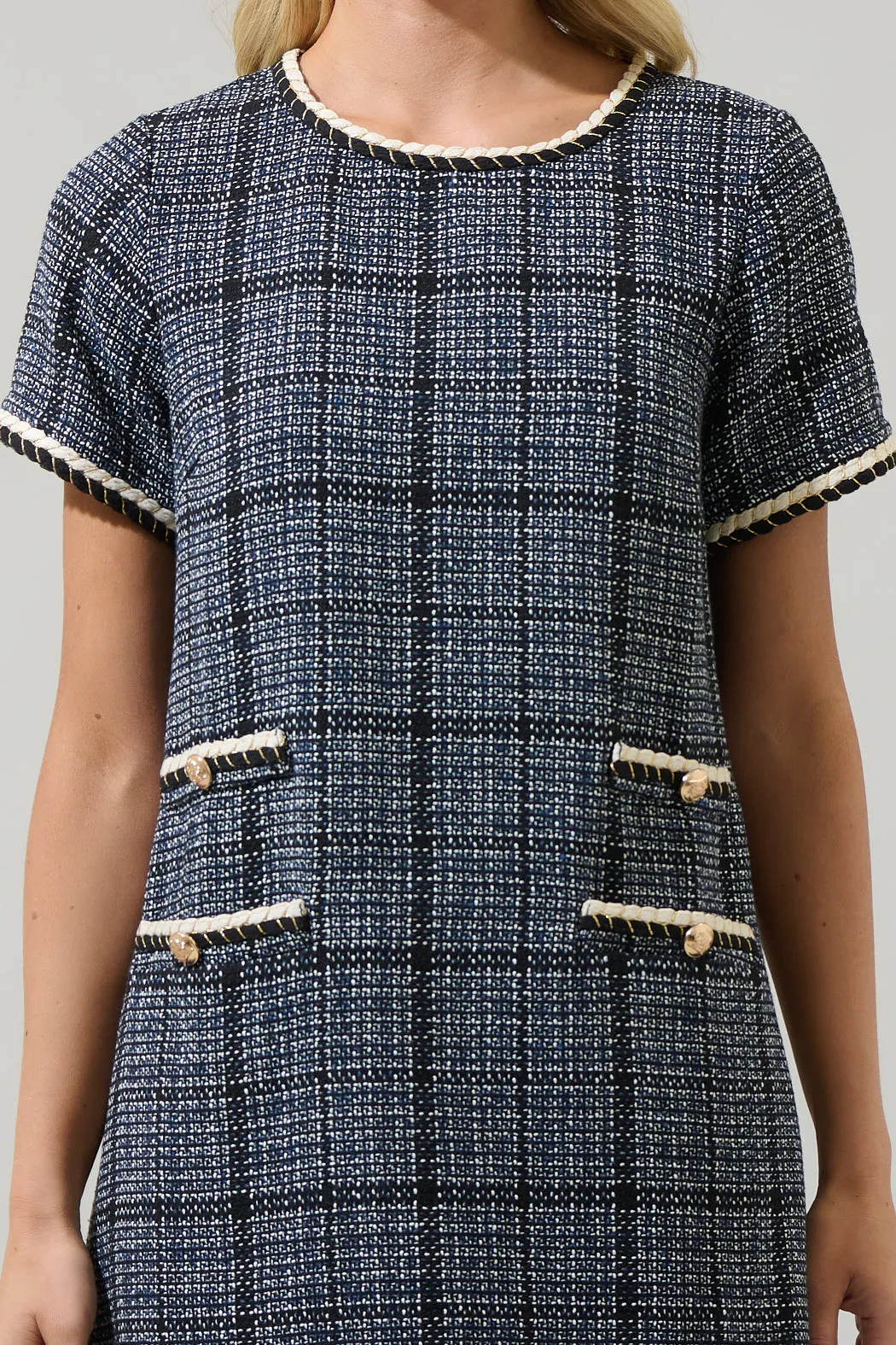 Bale Audrey Tweed Shift Mini Dress