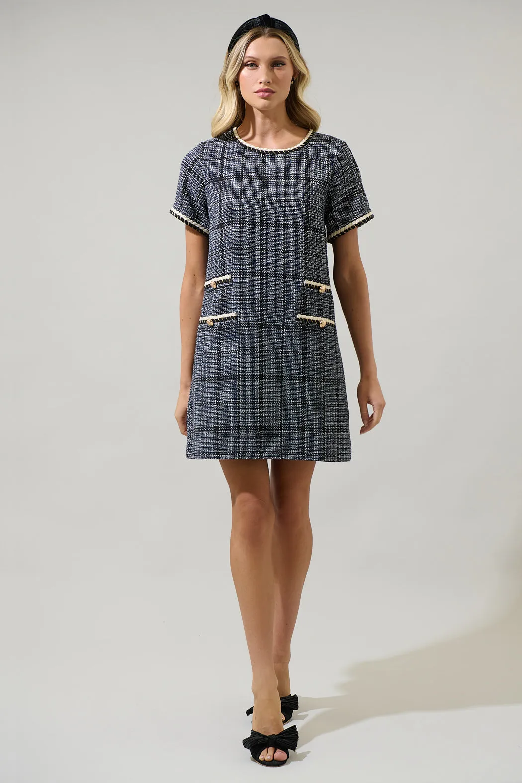 Bale Audrey Tweed Shift Mini Dress