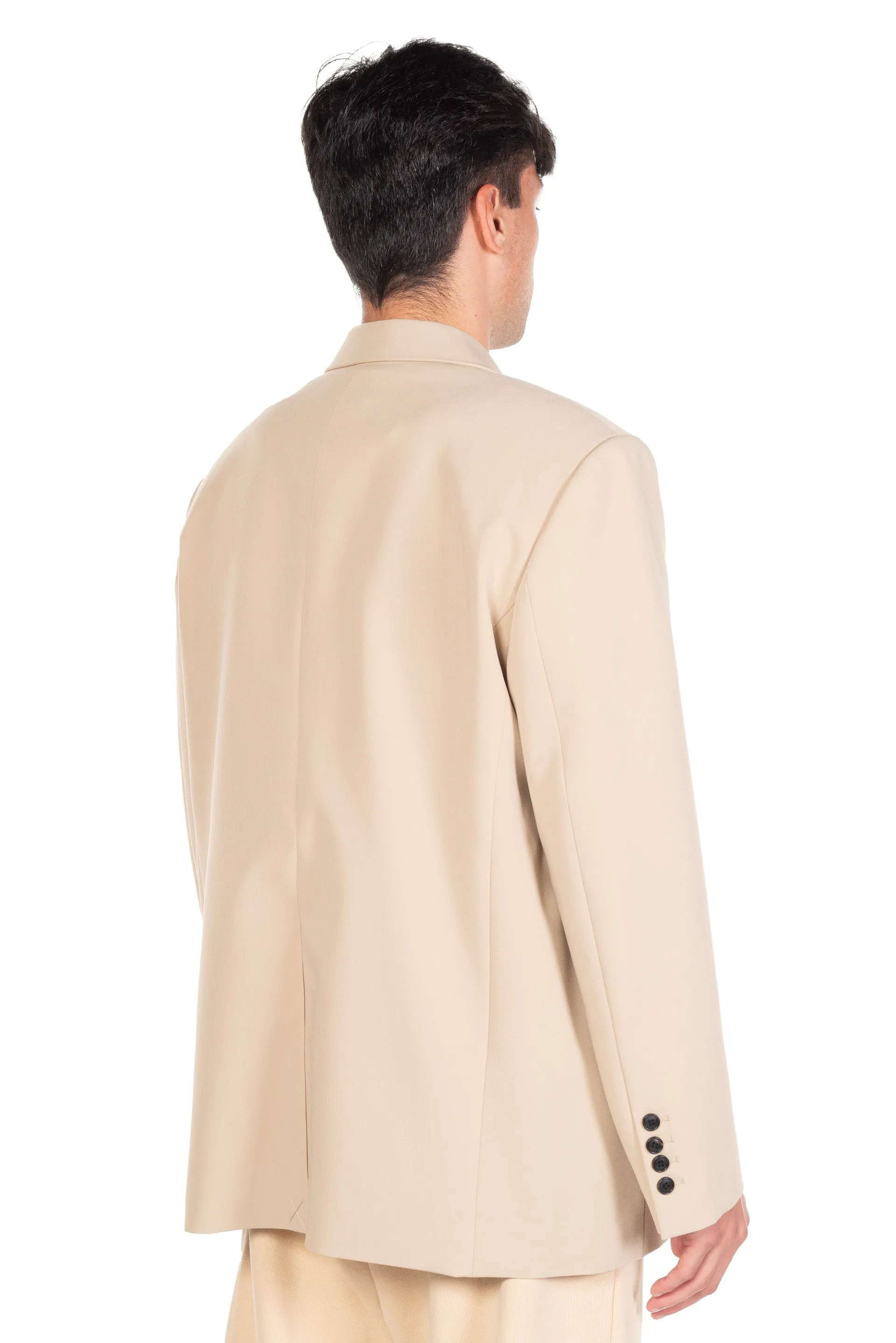 Beige Oversized Suit Logo Blazer