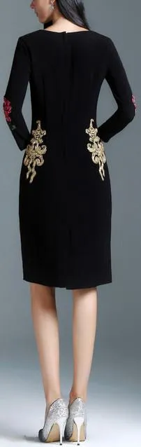 Black Embellished Fitted Dress