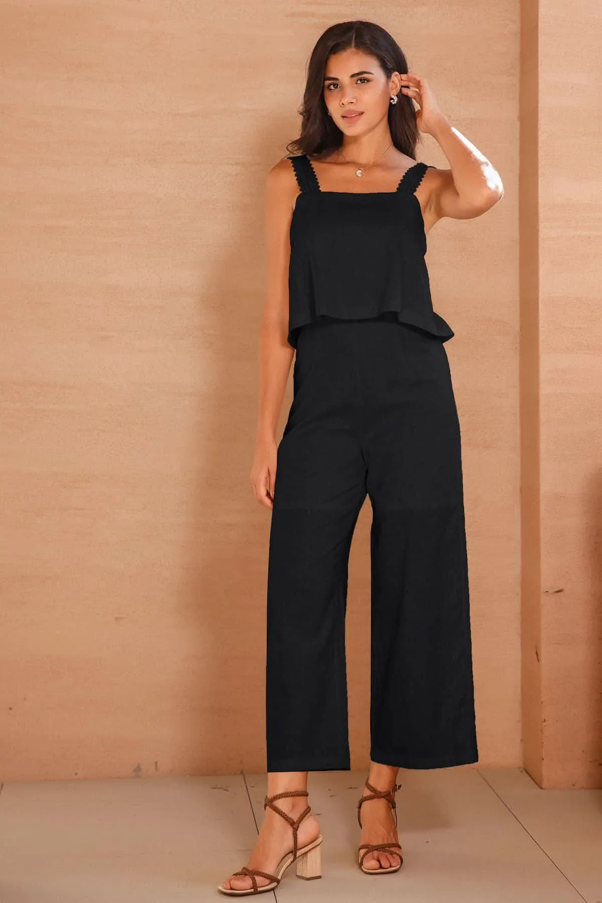 Black Straight Leg Jumpsuit