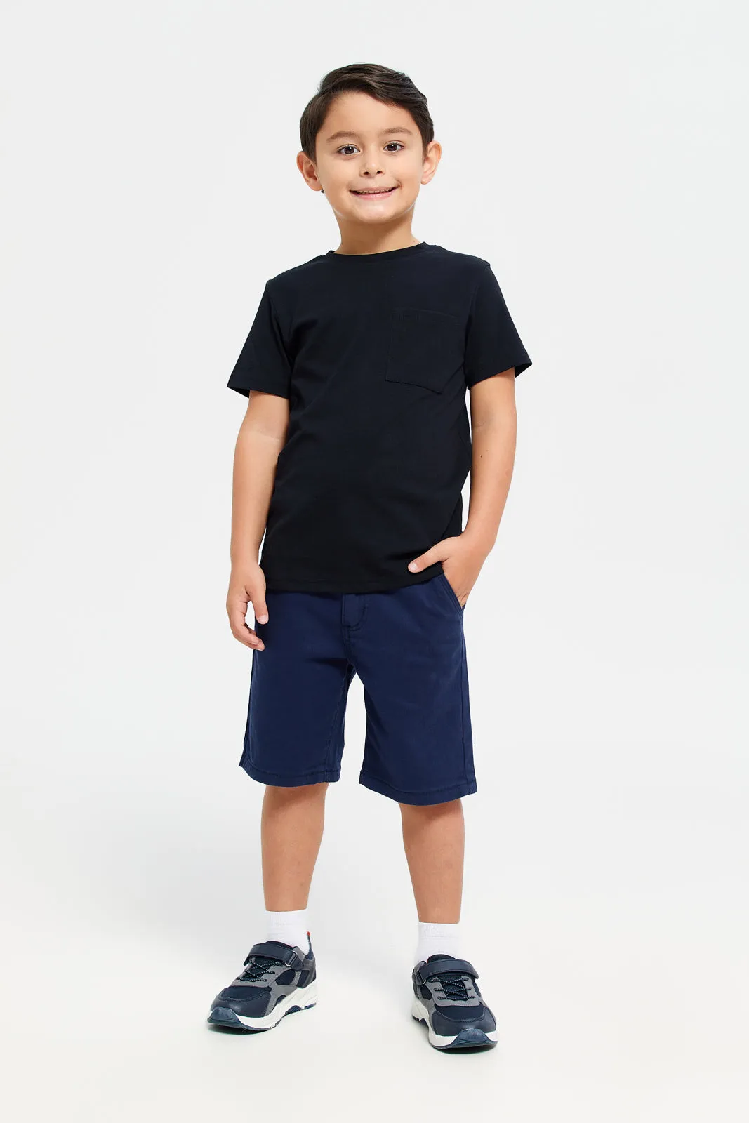 Boys Navy Basic Chino Shorts