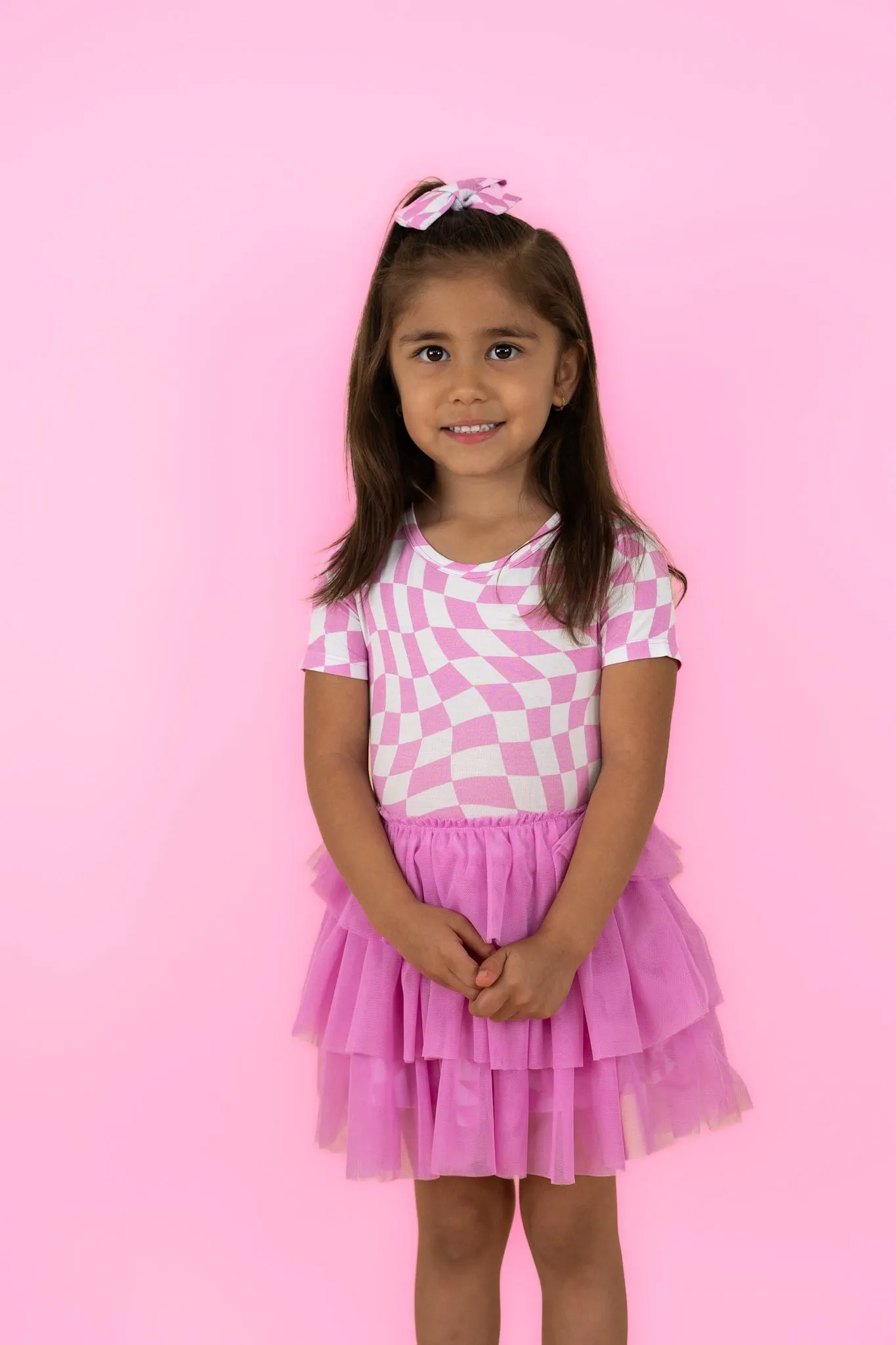 BUBBLEGUM WAVY CHECKERS DREAM TUTU DRESS