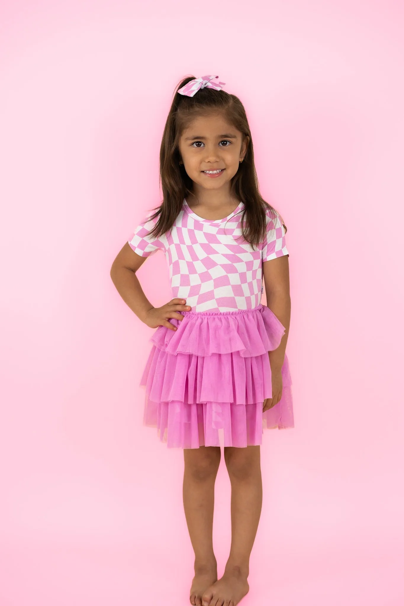 BUBBLEGUM WAVY CHECKERS DREAM TUTU DRESS