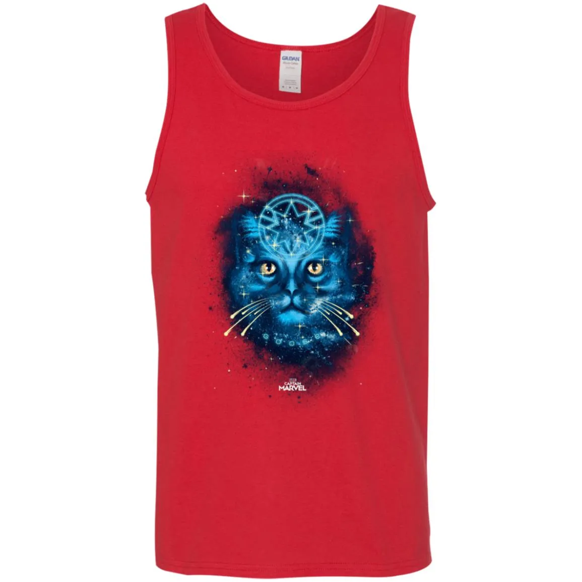 Captain Marvel Goose Blue Galaxy Portrait Men Cotton Tank