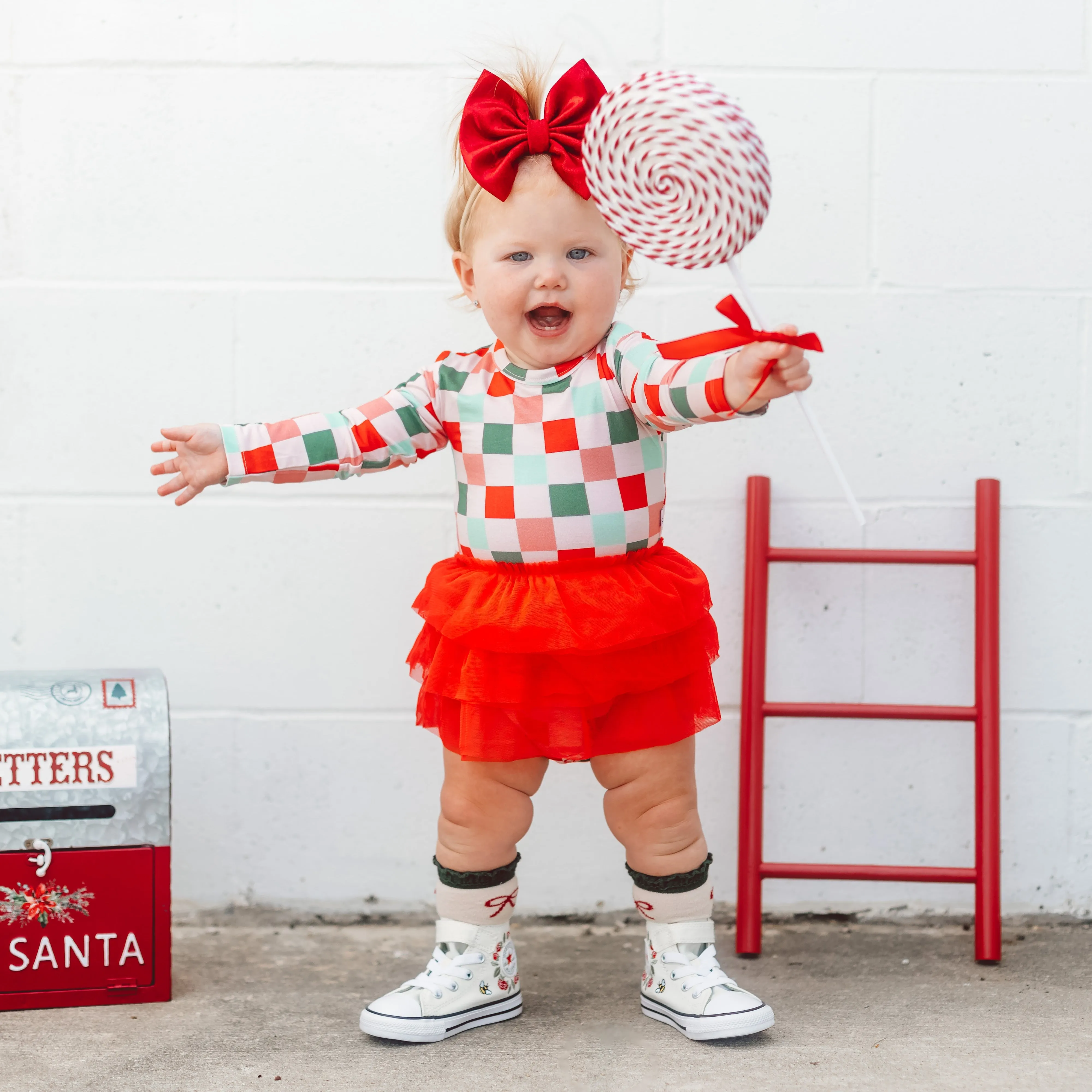 CHEERFUL CHECKS DREAM TUTU BODYSUIT DRESS