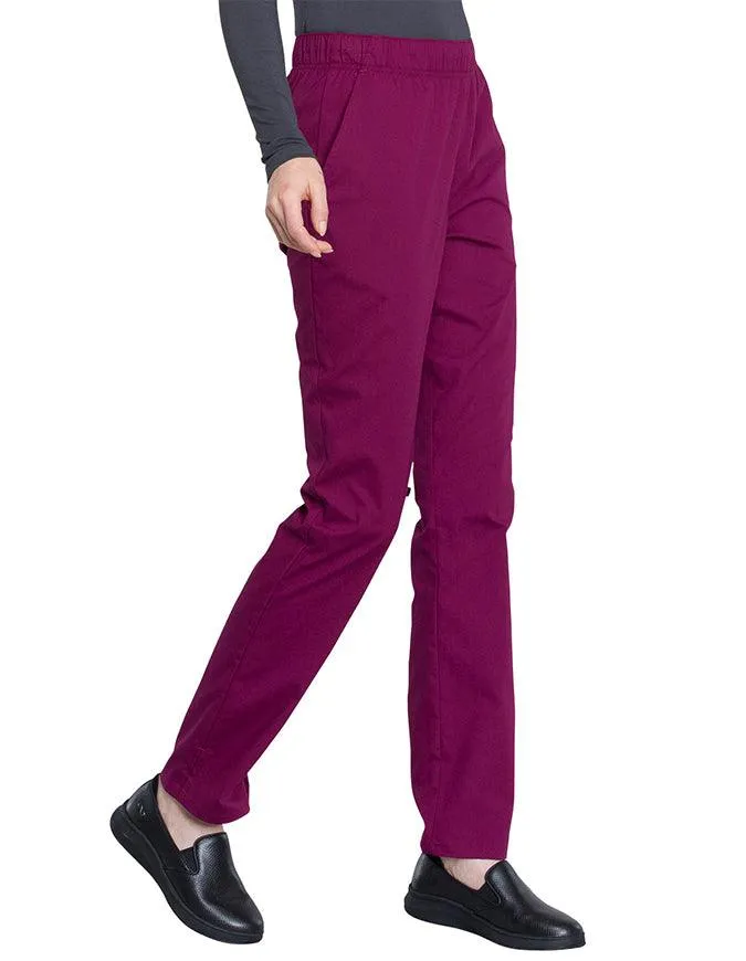 Cherokee Workwear Professionals Women's Natural Rise Tapered Leg Drawstring Petite Pant