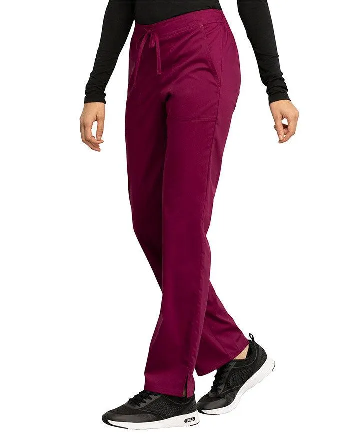 Cherokee Workwear Revolution Women's Mid Rise Straight Leg Drawstring Pant