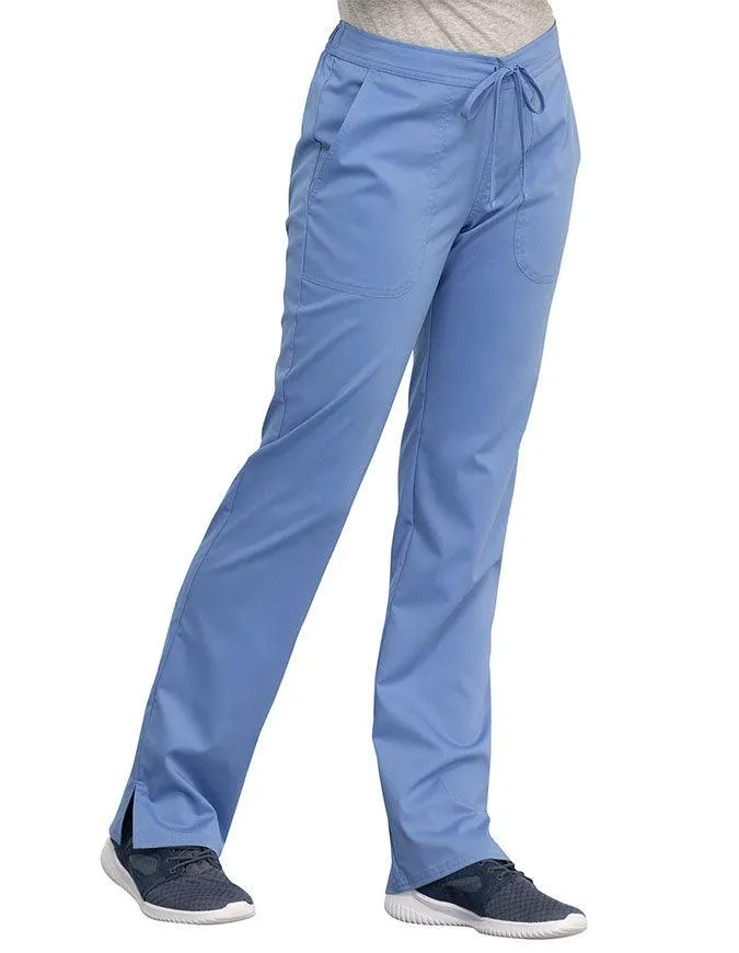 Cherokee Workwear Revolution Women's Mid Rise Straight Leg Drawstring Pant