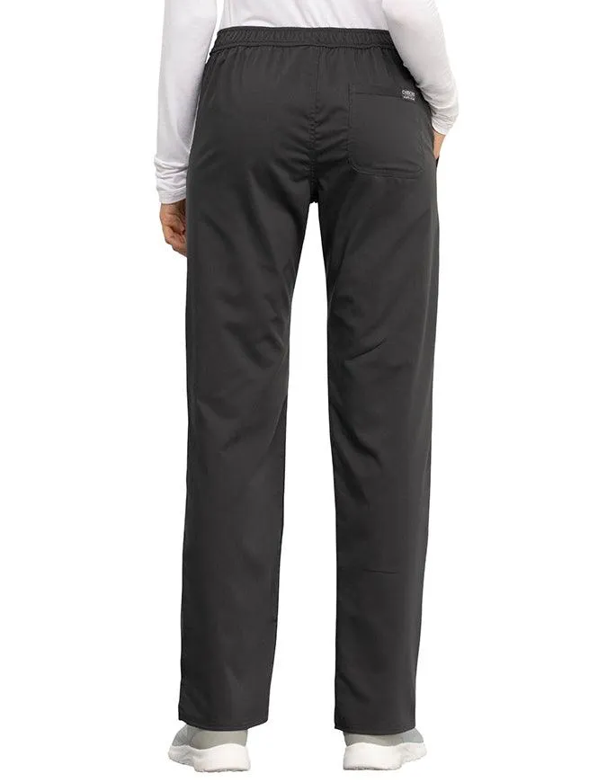 Cherokee Workwear Revolution Women's Mid Rise Straight Leg Drawstring Pant