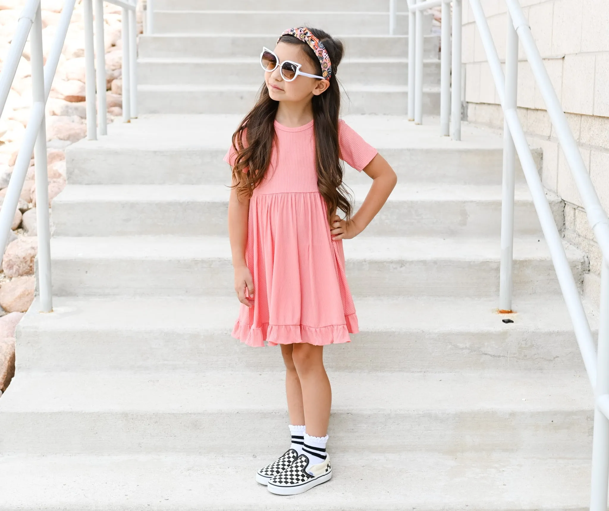 CORAL RIB DREAM RUFFLE DRESS