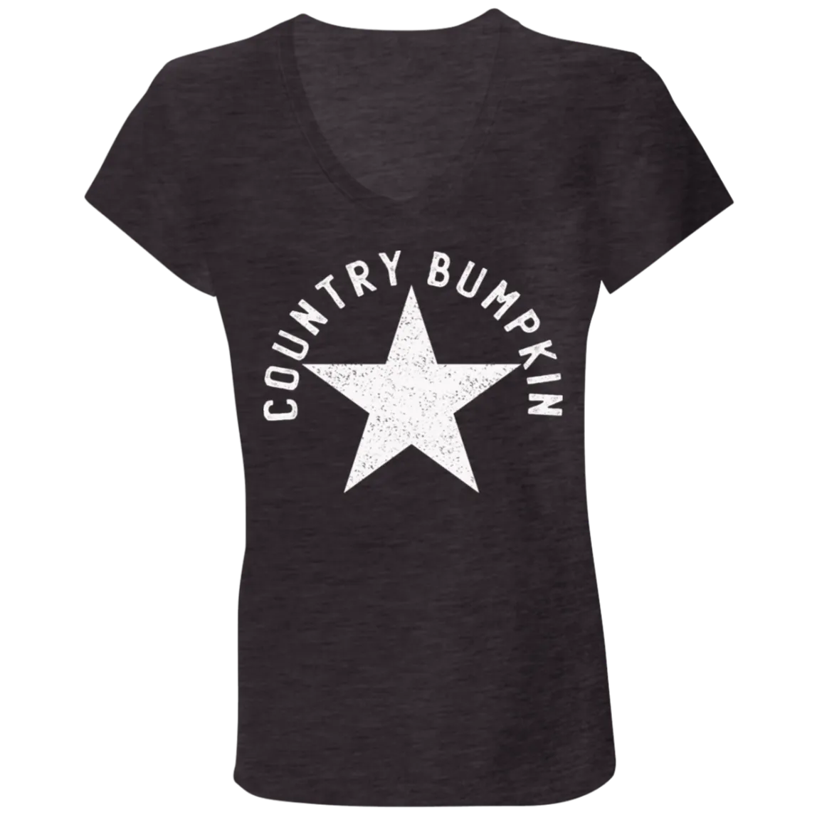 Country Bumpkin White Distressed Star Ladies' Jersey V-Neck T-Shirt