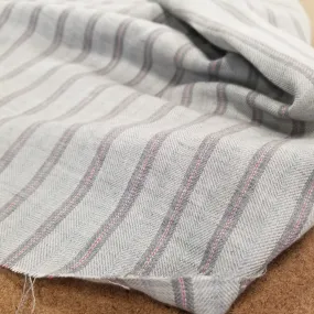 Designer Deadstock European Yarn Dyed Grey Herringbone Weave Stripe Woven- by the yard