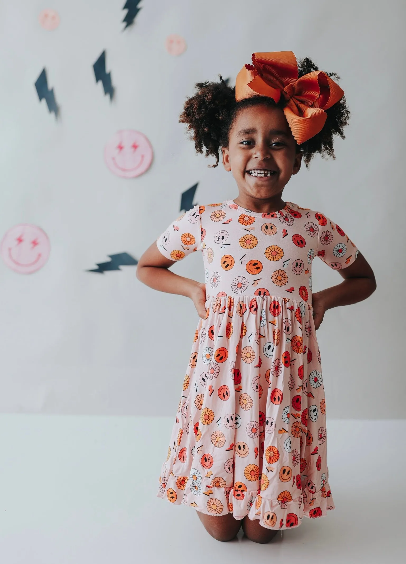 ELECTRIC SMILES DREAM RUFFLE DRESS