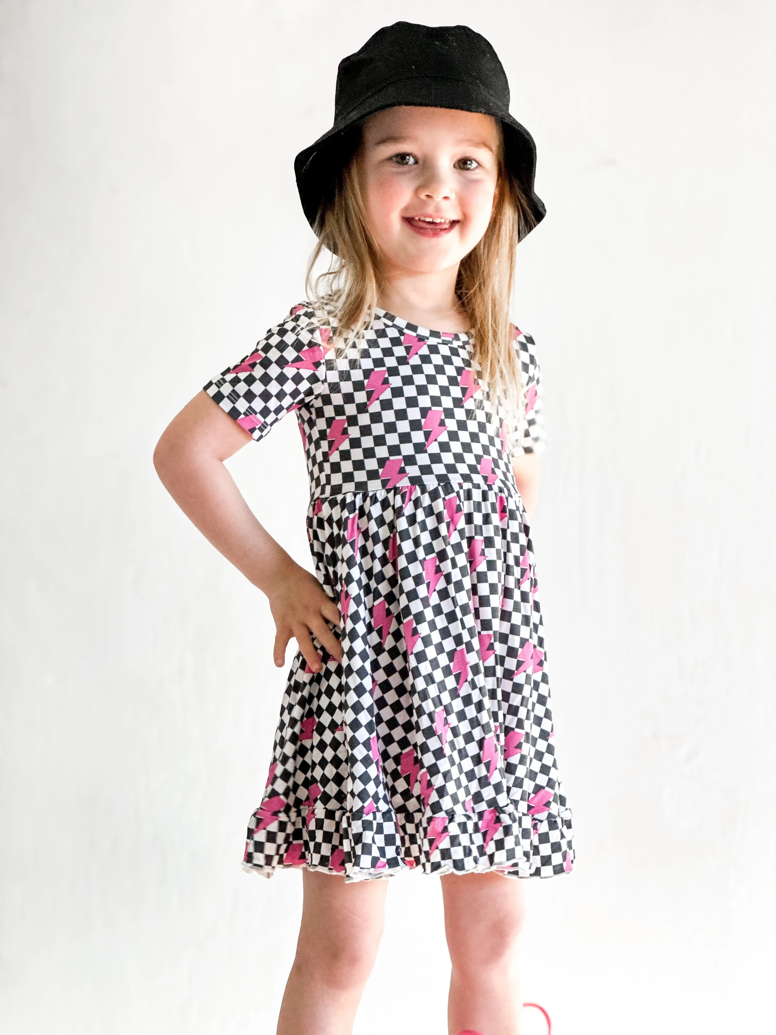 FIERCE CHECKZZZ DREAM RUFFLE DRESS