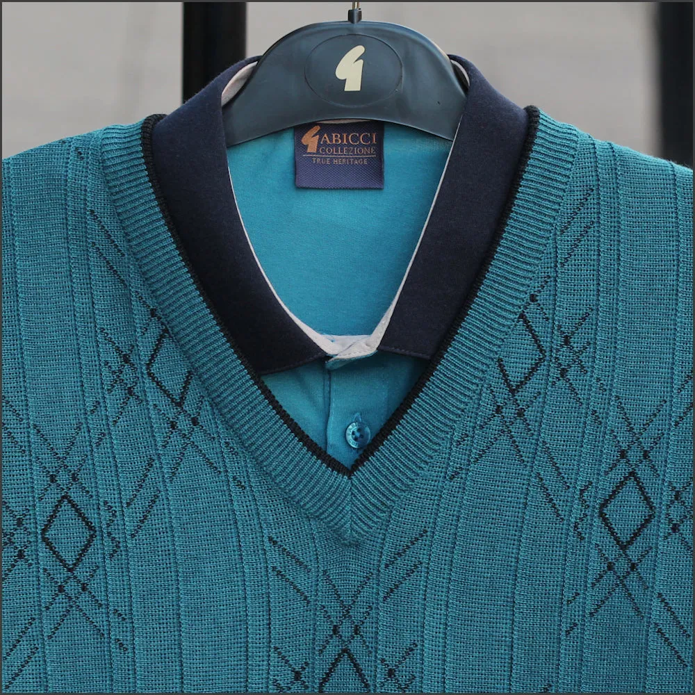 Gabicci M10 Teal Patterned  V Neck/