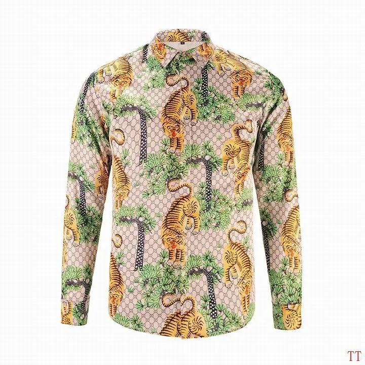 GG Tiger Print Long-sleeved Shirt Multicolor