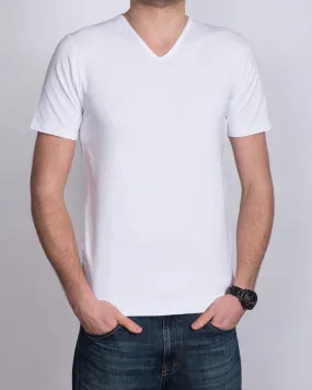 Girav Barcelona Fitted Extra Tall V-Neck (white) Twin Pack