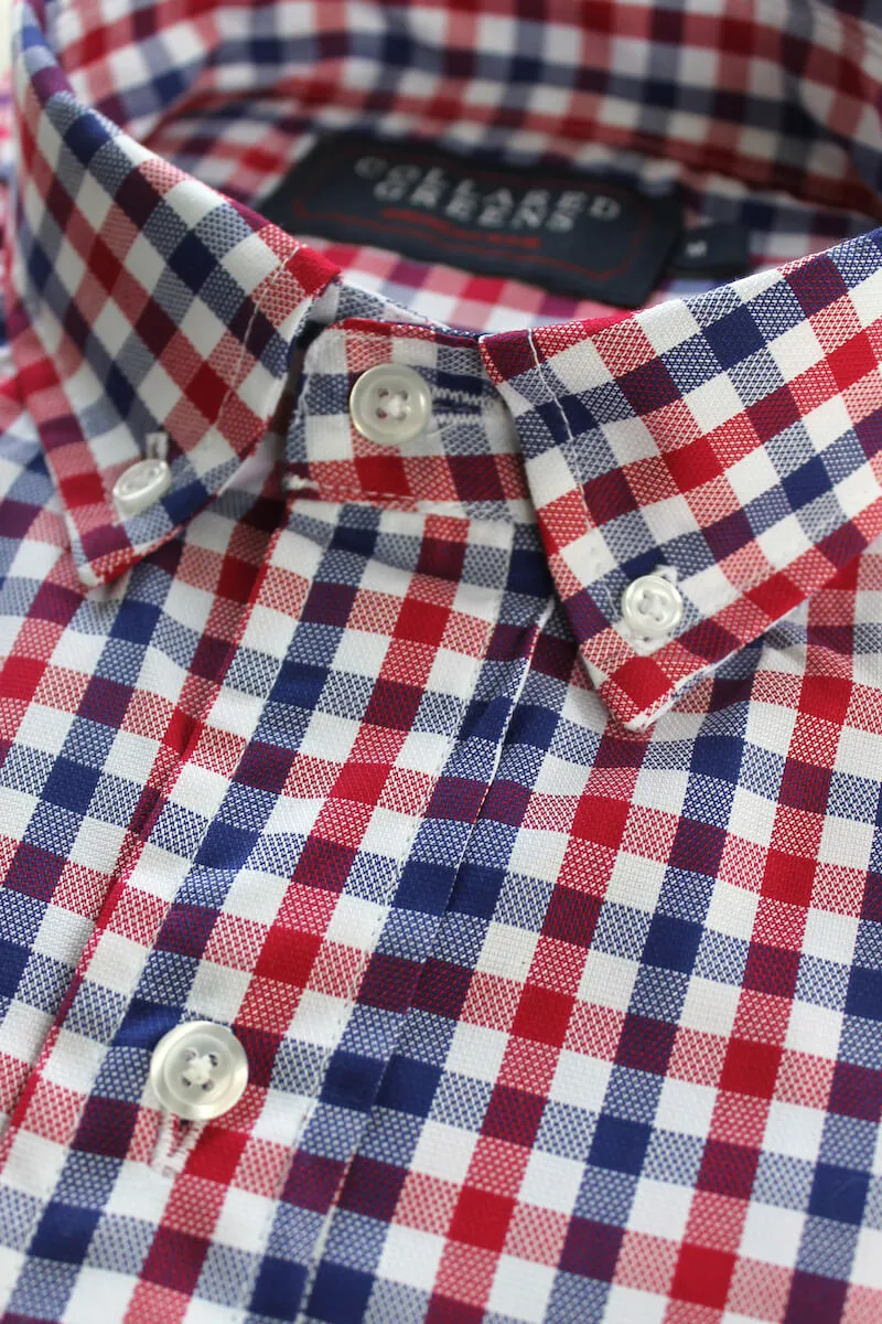 Hayden: Brookline Button Down Shirt - Red/Navy (S)