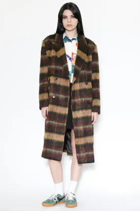 Heavy Wool Brown Plaid Coat