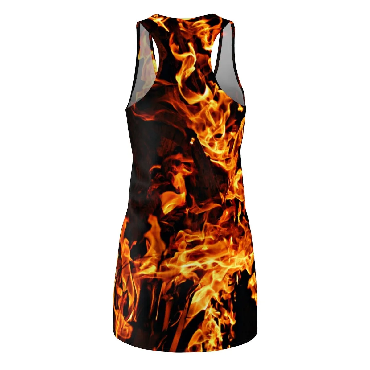 Hot Fire flames Women&#39;s Racerback Dress,XS-2XL,Casual Athletic Sleeveless A-line tank,Gift For Her/Girlfriend/Aunt/Mom/Birthday/Valentines