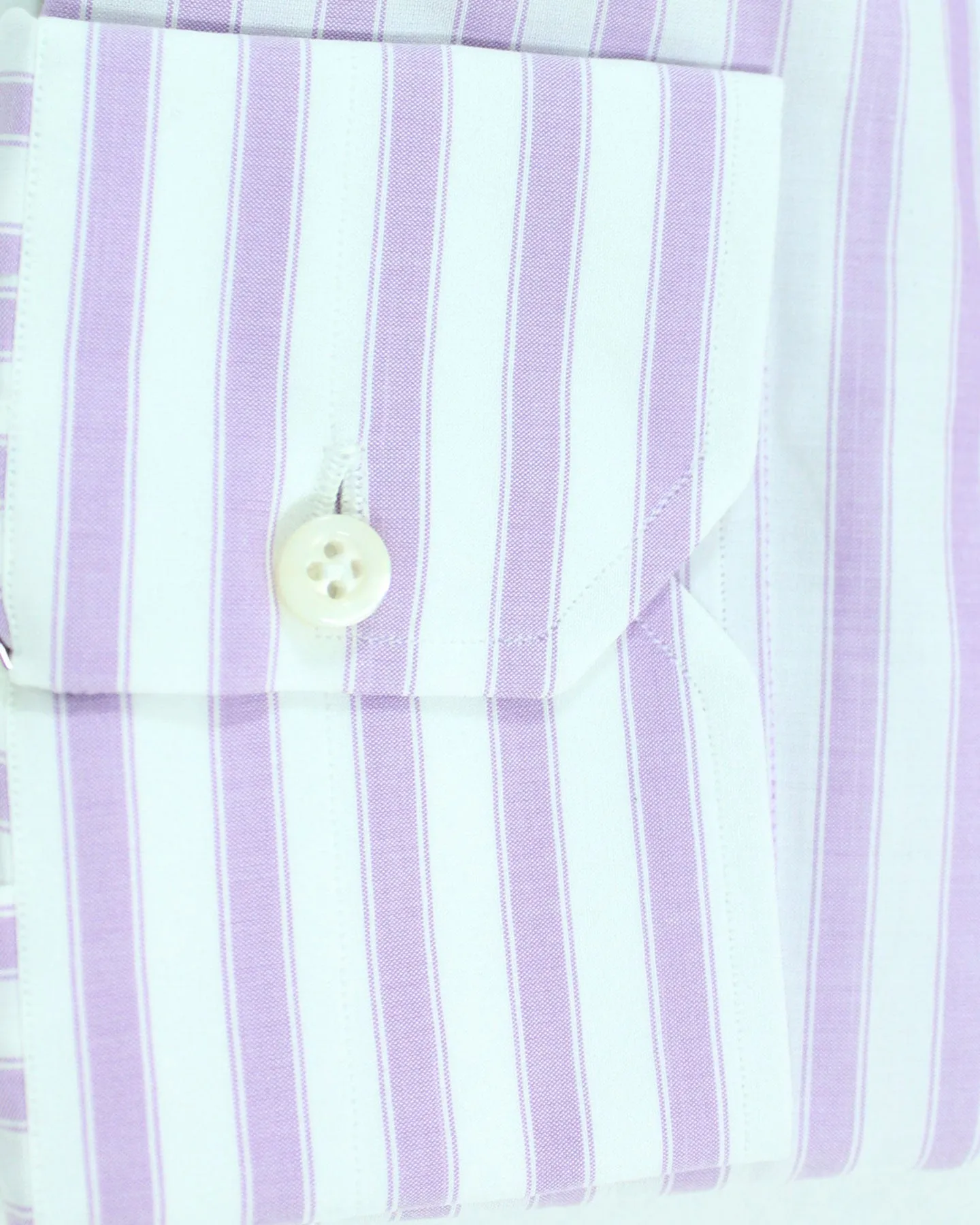 Isaia Dress Shirt White Lilac Stripes 39 - 15 1/2 Regular Fit