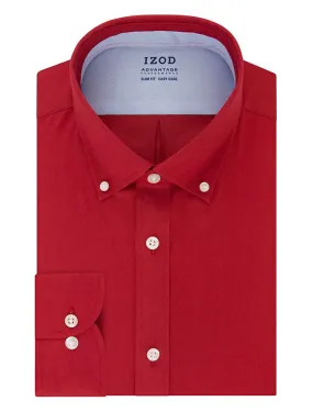 IZOD Advantage Performance Regular Fit Wrinkle Free Button-Up Dress Shirt - Cherry