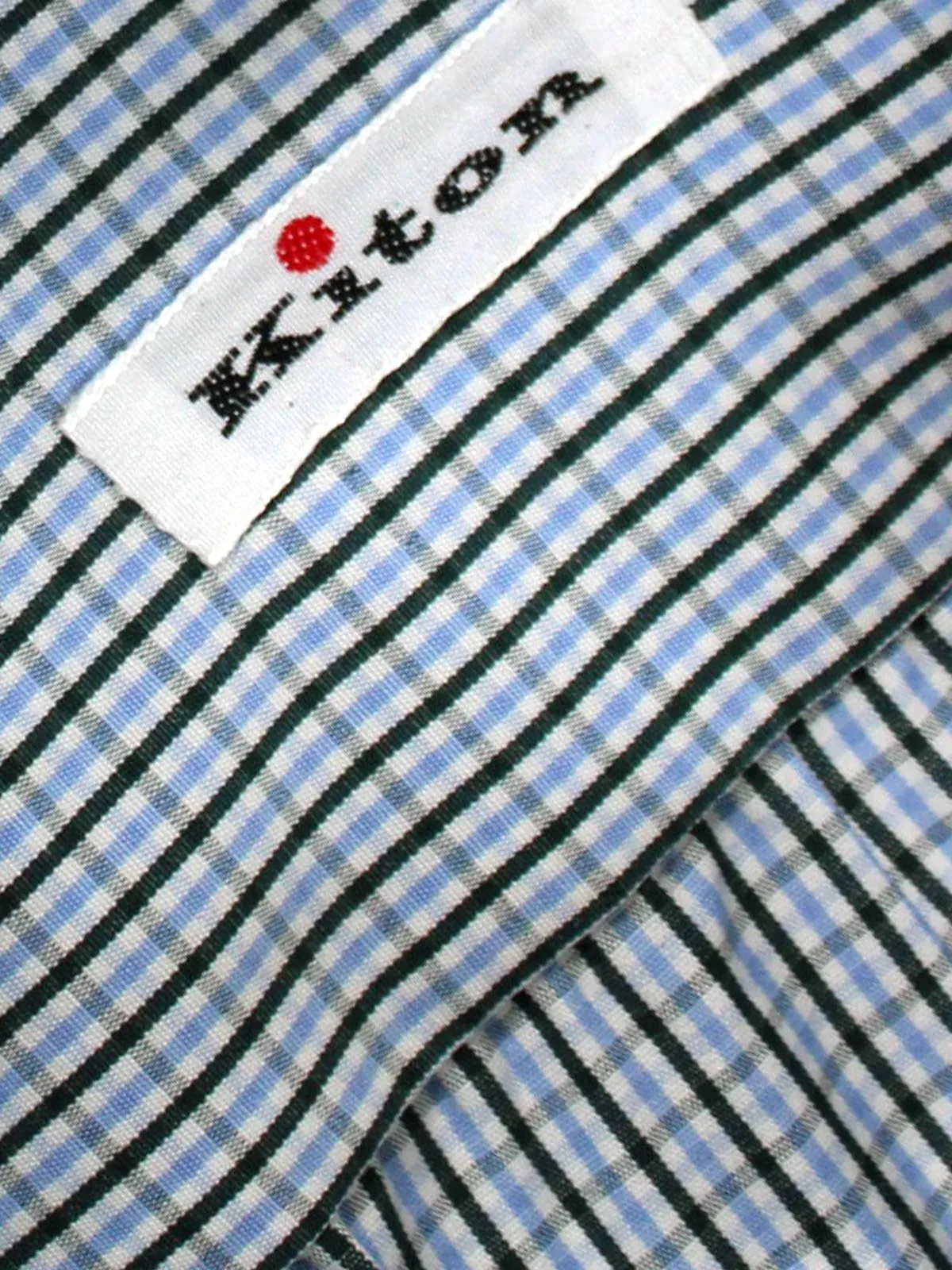 Kiton Dress Shirt White Dark Green Blue Check 40 - 15 3/4 SALE