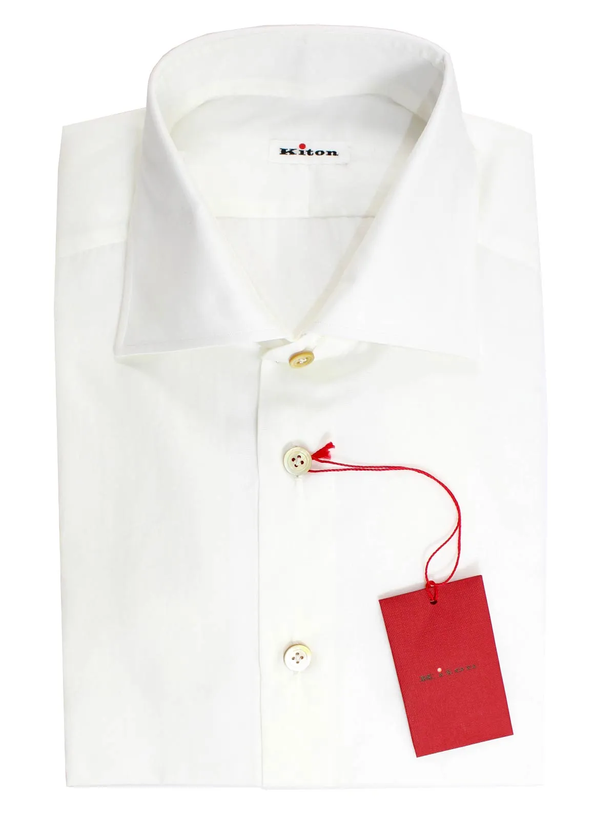 Kiton Dress Shirt White - Spread Collar 42 - 16 1/2