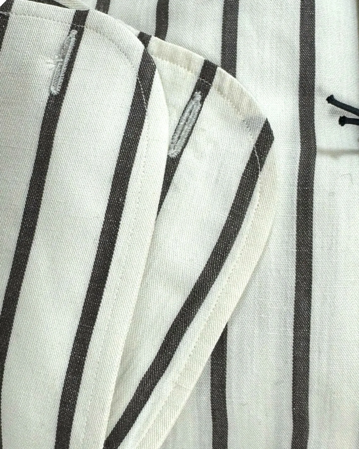 Lardini Dress Shirt White Brown Stripes Design Flax Wool Cotton 42 - 16 1/2 SALE