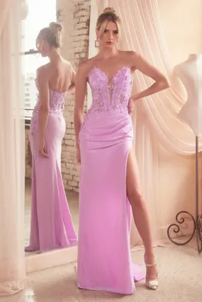 Lavender Strapless Fitted Lace