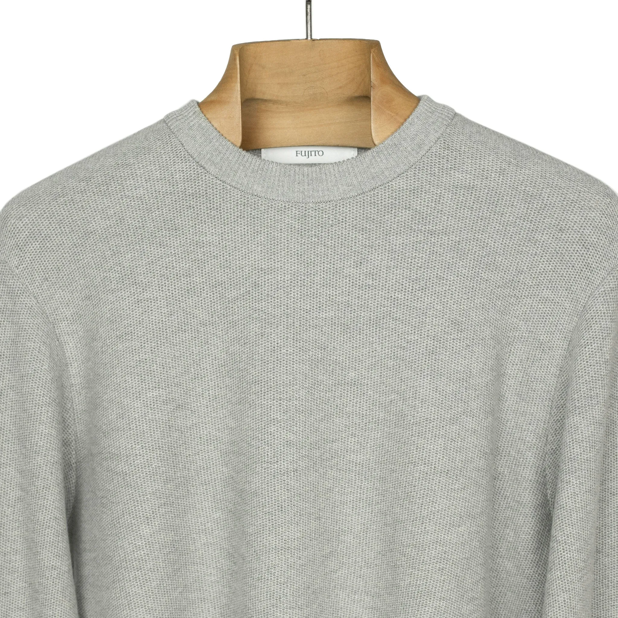 Long sleeve knit t-shirt in ash grey cotton