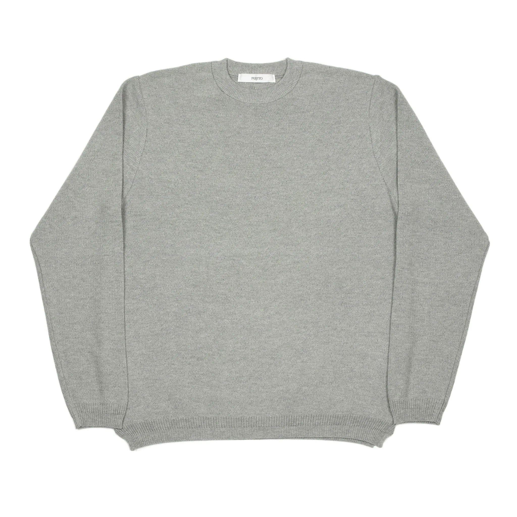 Long sleeve knit t-shirt in ash grey cotton