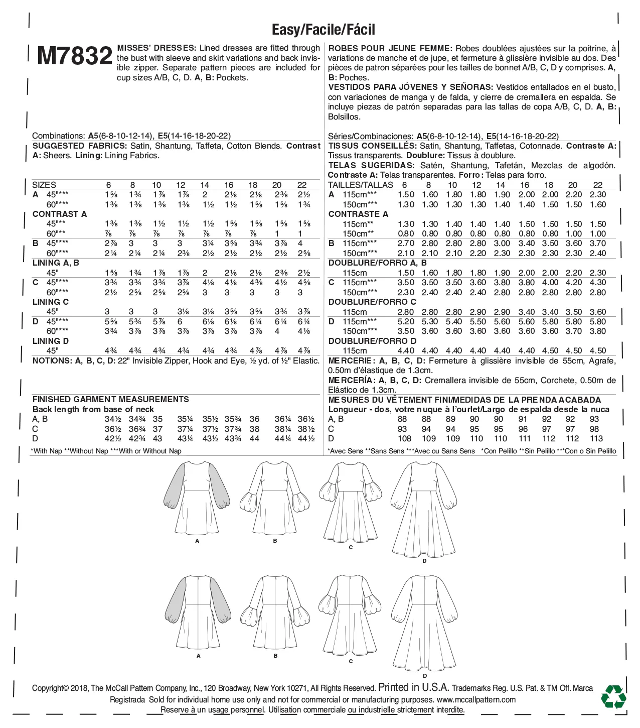 M7832 Misses' Dresses