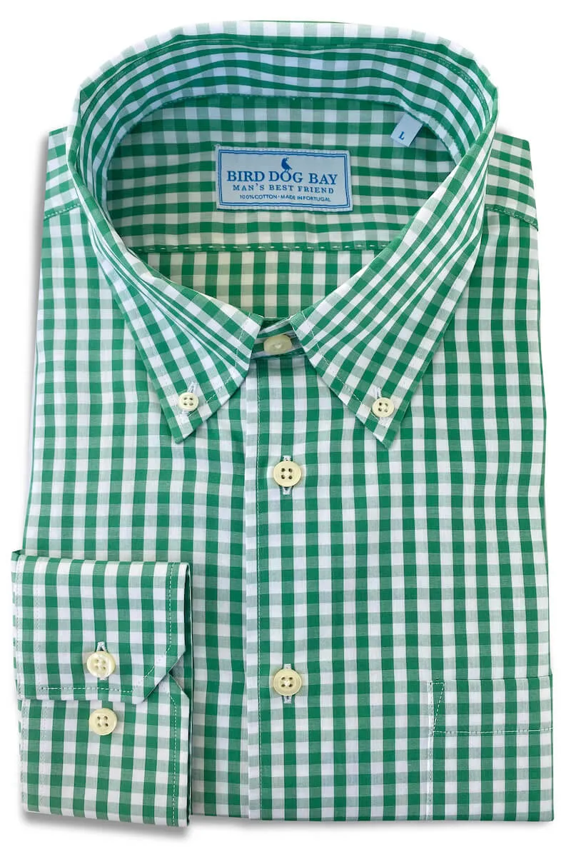 Mason: Woven Cotton Shirt - Green/White