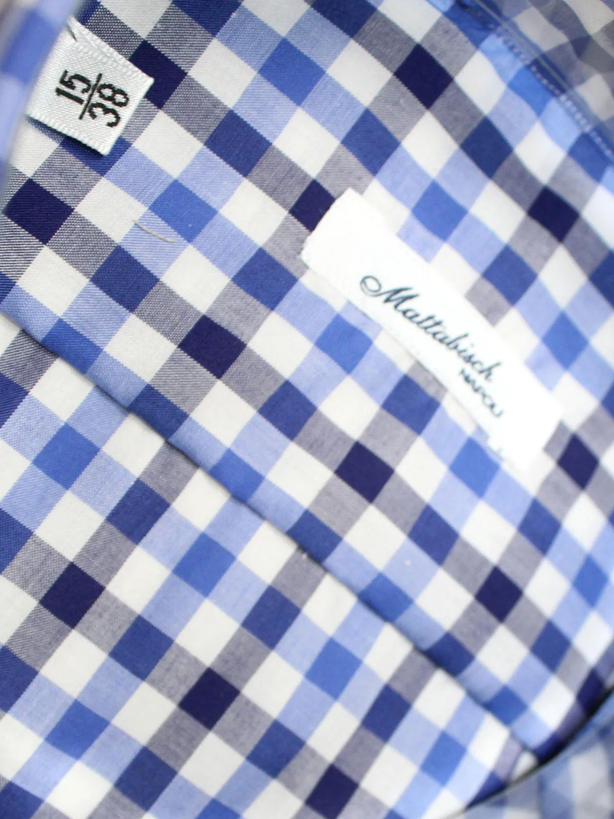 Mattabisch Napoli Shirt Royal Blue White Navy Check 38 - 15 SALE