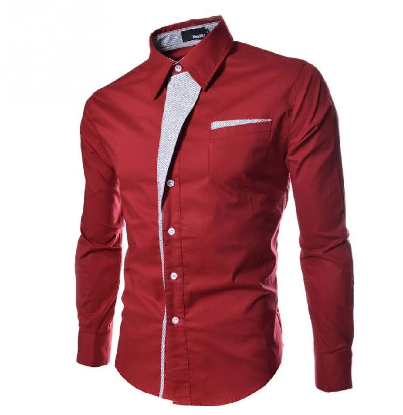 Men's Casual Slim Fit Stripe Lapel Long-Sleeve Shirts