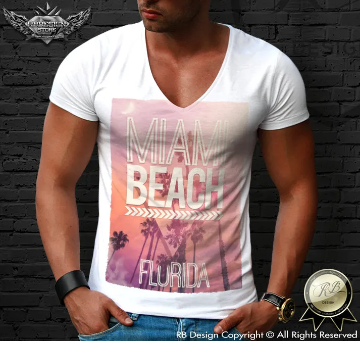 Miami Beach Men's T-shirt Florida Palm Trees Summer Festival Tank Top MD512