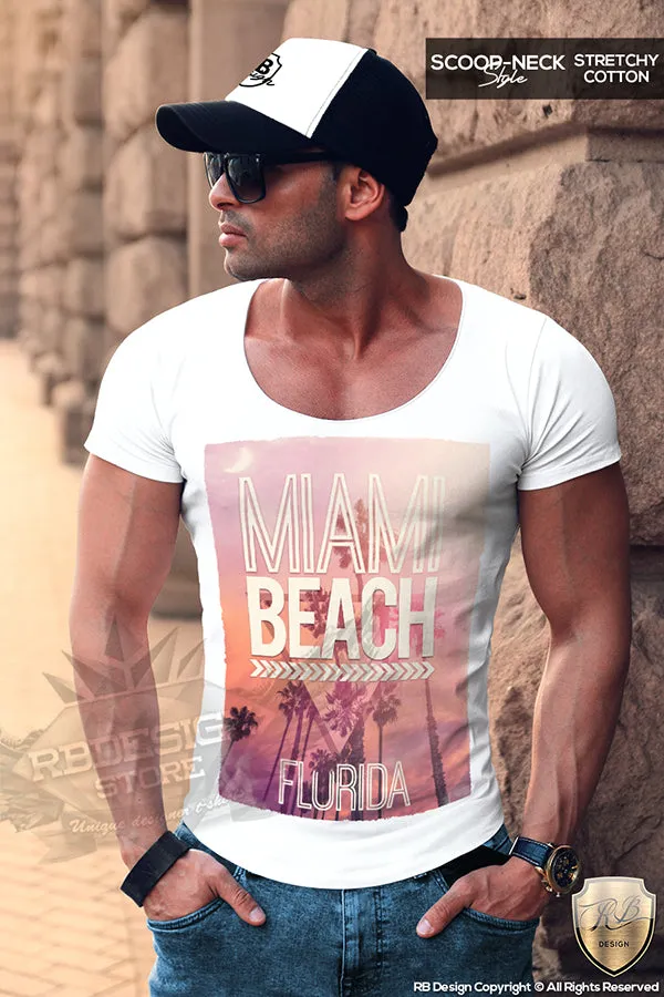 Miami Beach Men's T-shirt Florida Palm Trees Summer Festival Tank Top MD512