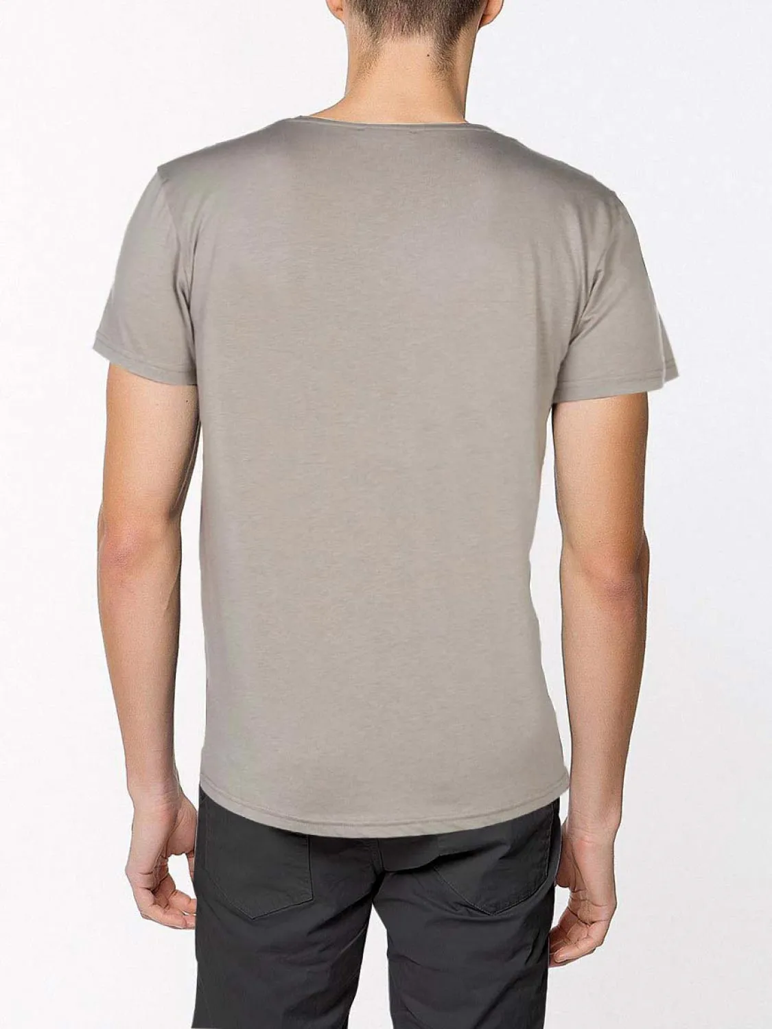 Modal Blend V-neck Pocket T-shirt Grey