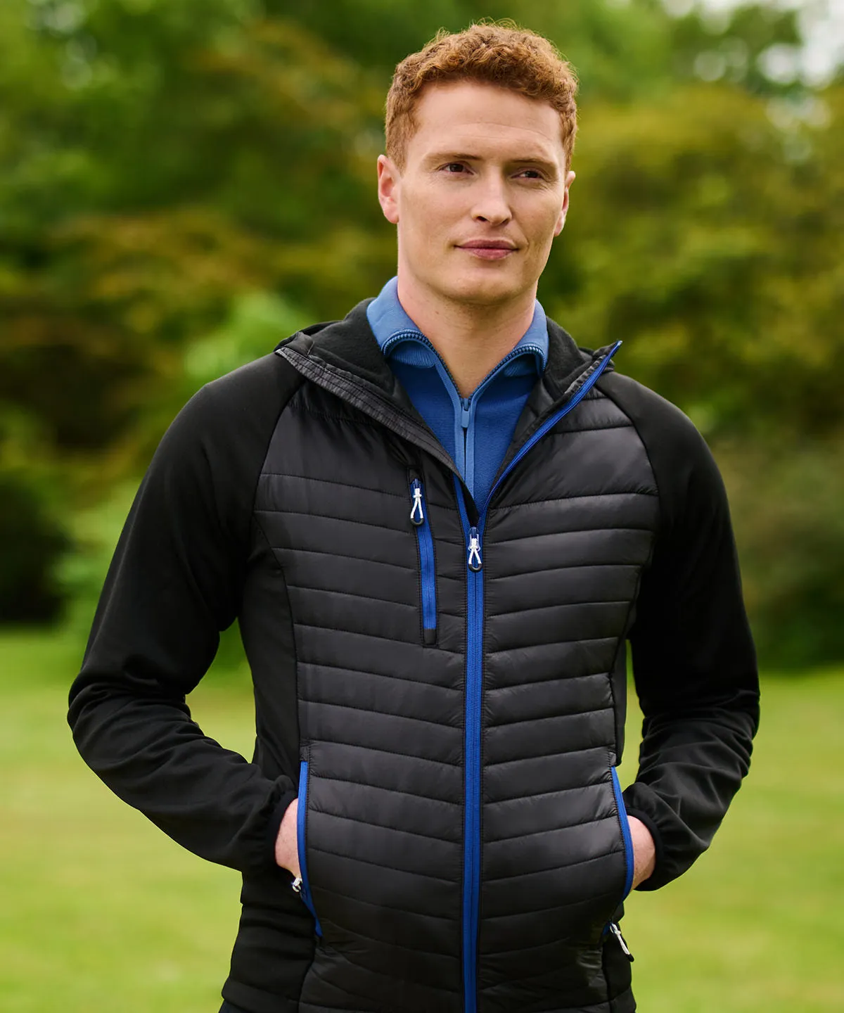 Navy/French Blue - Navigate hybrid hooded jacket