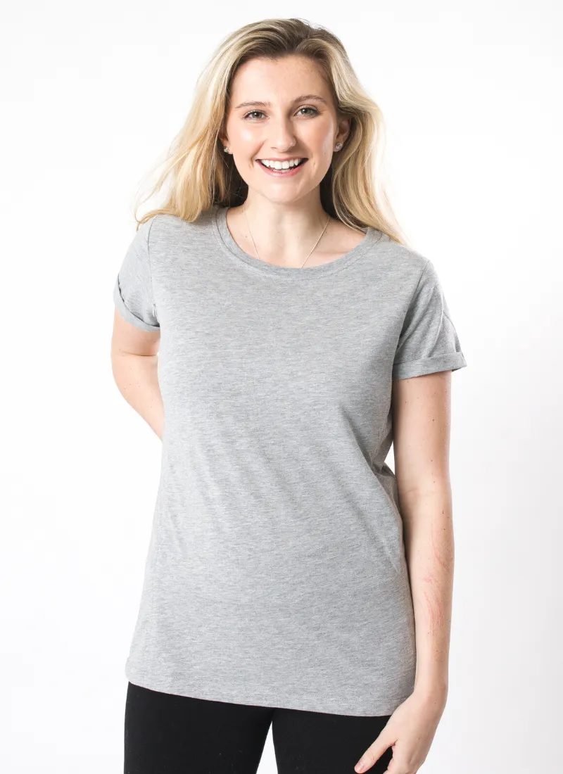 PLAIN GREY Breastfeeding T-Shirt with Zips (Organic Cotton)