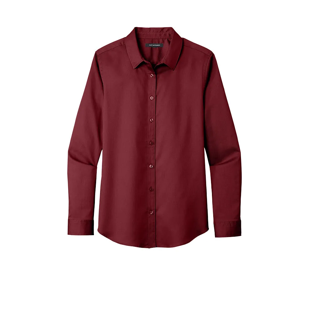 Port Authority® Women's Long Sleeve SuperPro React ™ Twill Shirt - Burgundy