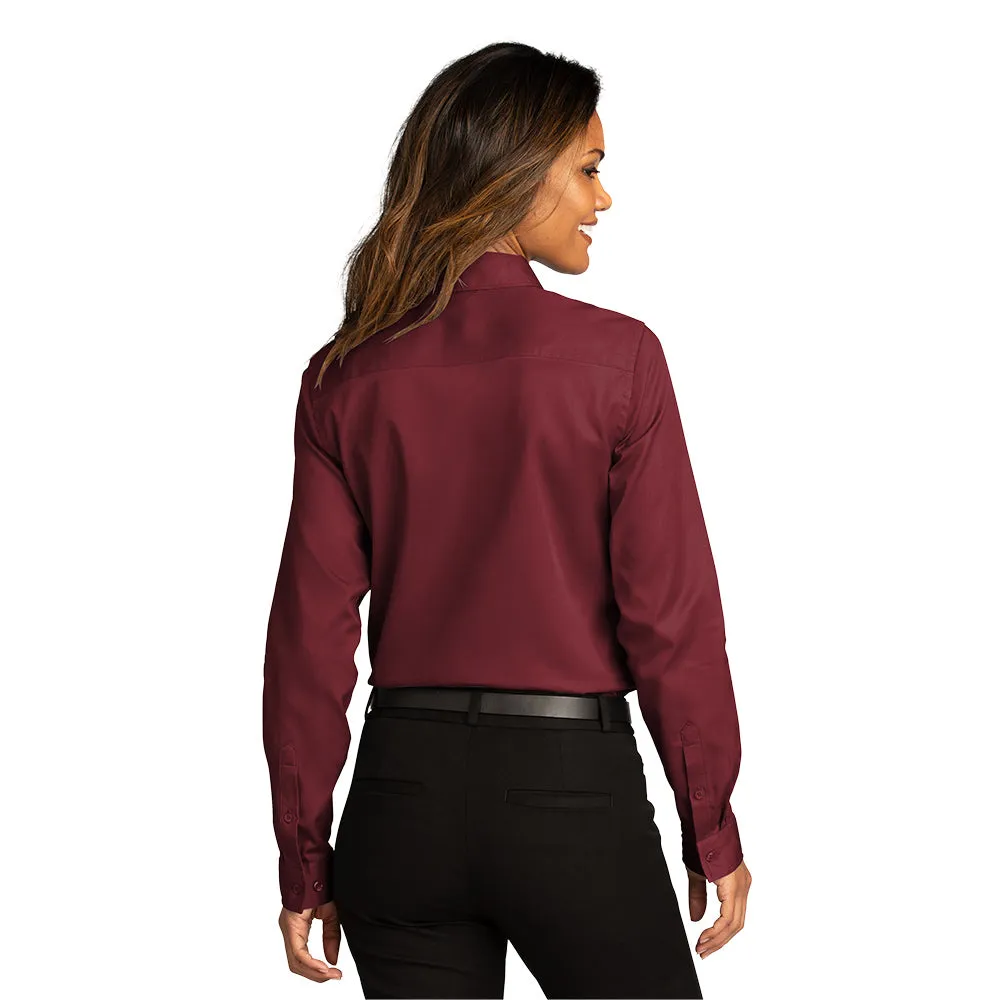 Port Authority® Women's Long Sleeve SuperPro React ™ Twill Shirt - Burgundy