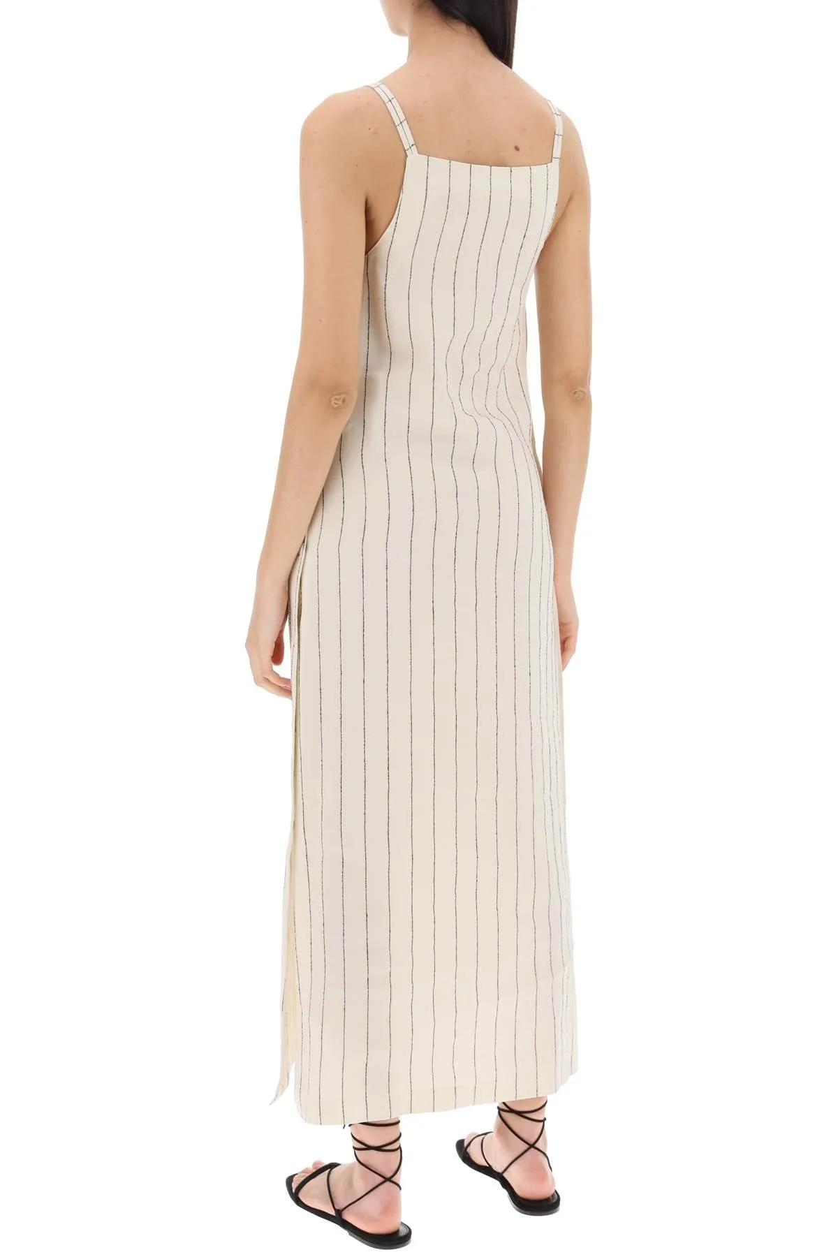 "striped sleeveless dress et ETTA IVORY BLACK