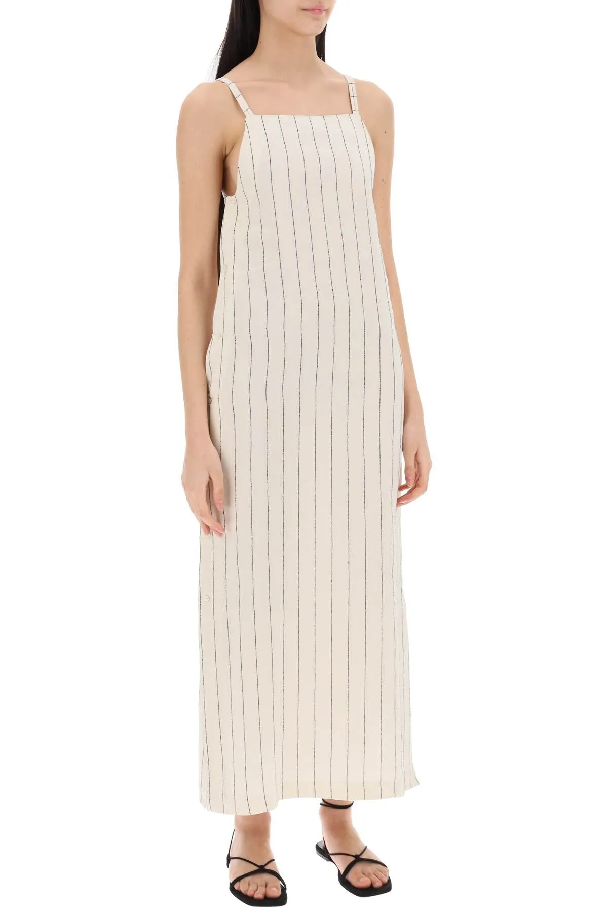 "striped sleeveless dress et ETTA IVORY BLACK