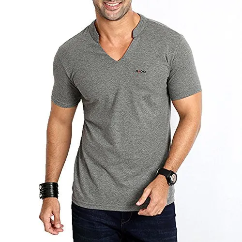 Rodid Solid Men's V-neck Charcoal Melange T-Shirt (B-RODDV-CM-L)